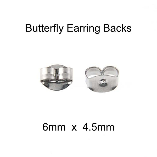 4mm Silver Earring Posts with Butterfly Backs - Hypoallergenic Surgical 316L Stainless Steel