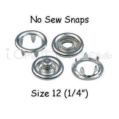 100 Metal Open Ring No Sew Snap Fasteners - PICK SIZE - Nickel Free & CPSIA