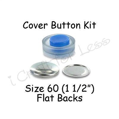 Size 60 (1 1/2 inch) Cover Buttons Starter Kit (makes 5) with Tool - Flat Backs