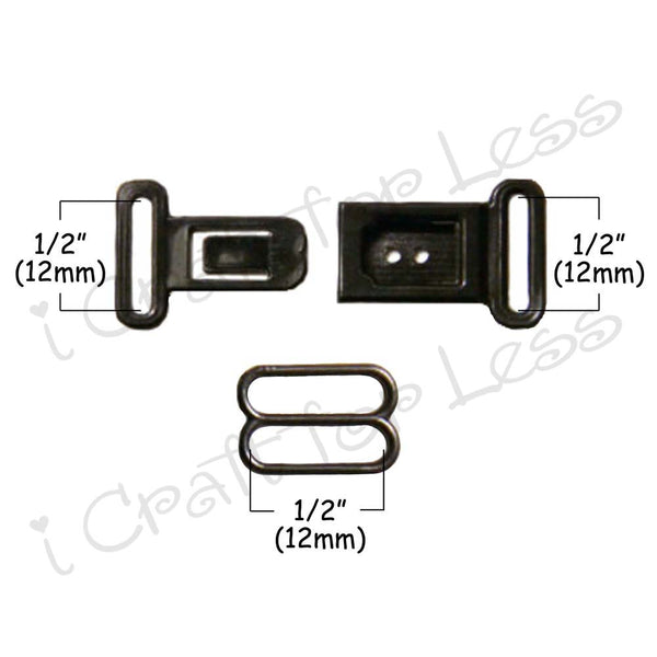 1/2" Bow Tie Hardware Plastic Buckle and Slide Adjuster