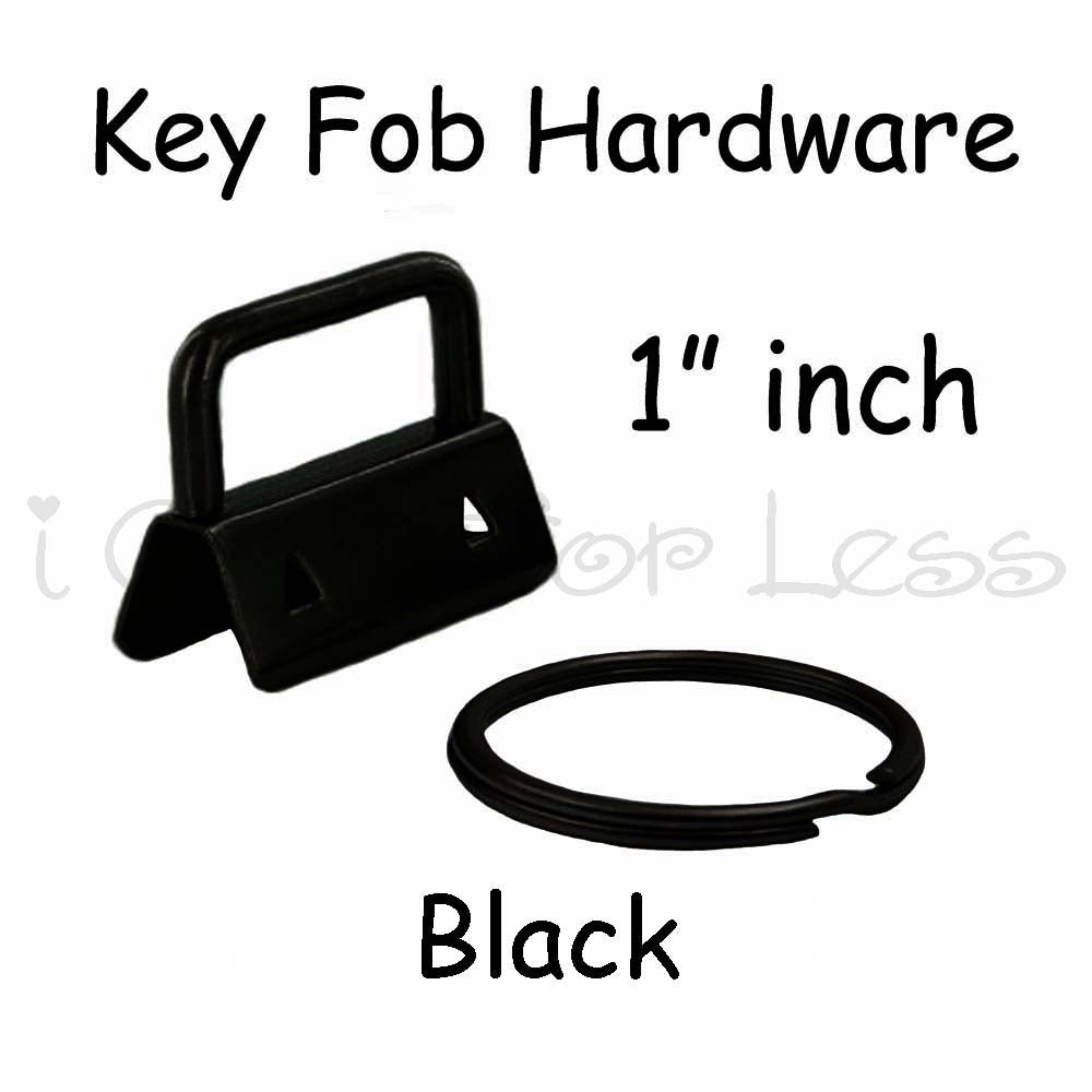 Black Key Fob Hardware with Key Rings Sets - 1 Inch or 1.25 Inch