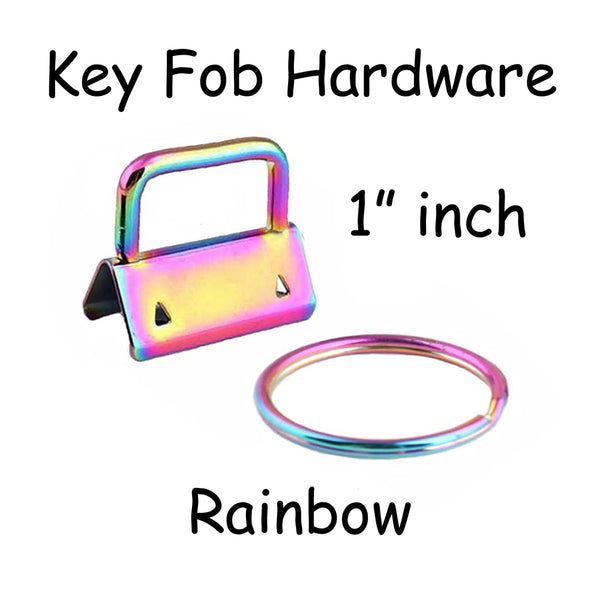 Rainbow Key Fob Hardware with Key Rings Sets - 1 Inch or 1.25 Inch