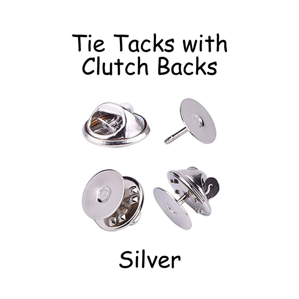 Silver Tie Tacks Blank Pins with Clutch Back