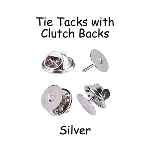 Silver Tie Tacks Blank Pins with Clutch Back